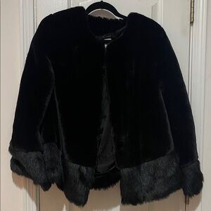 Halogen faux fur coat one size EUC
